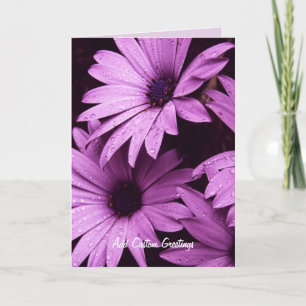 Raindrops Lilac Daisy Carte personnalisée Fleur