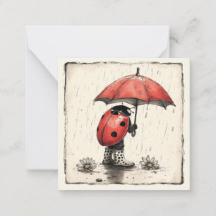 Raindrops & Regen oder Shine: Ladybug Mitteilungskarte