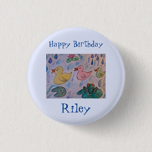 Raindrops über Enkeln zum Geburtstag Button (Vorderseite)
