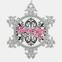 Rainey Grey + Co-Logo [7] Schneeflocken Zinn-Ornament