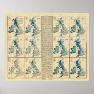 Rainfall, temperature, British Isles Poster