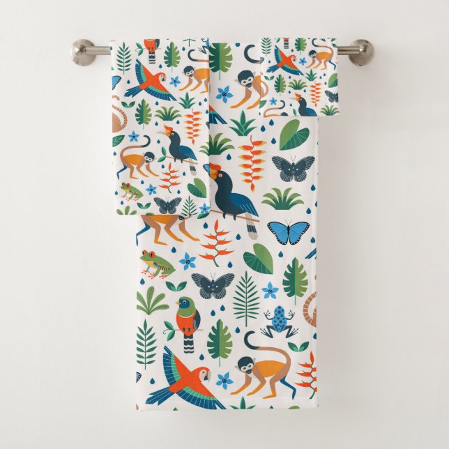 Rainforest Animal Pattern Badhandtuch Set (Insitu)