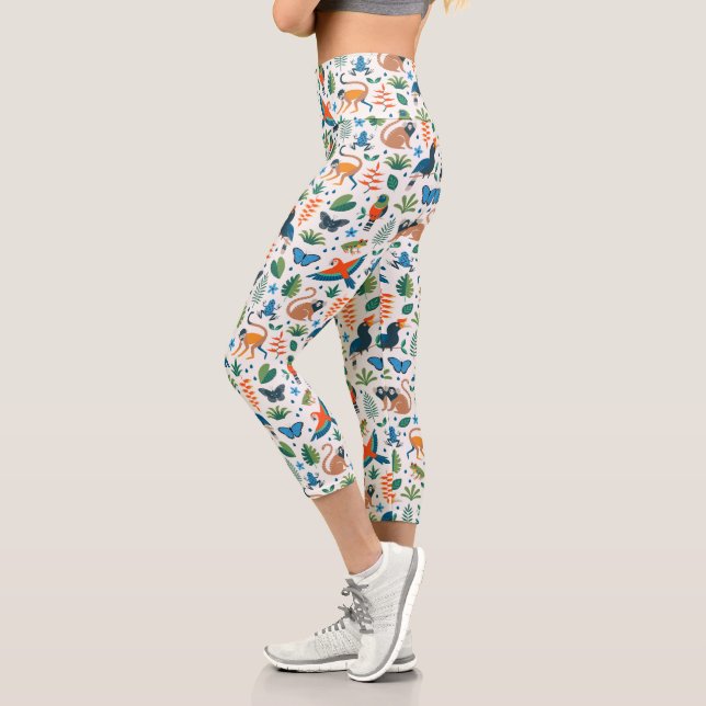Rainforest Animal Pattern Capri Leggings (Links)