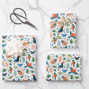 Rainforest Animal Pattern Geschenkpapier Set
