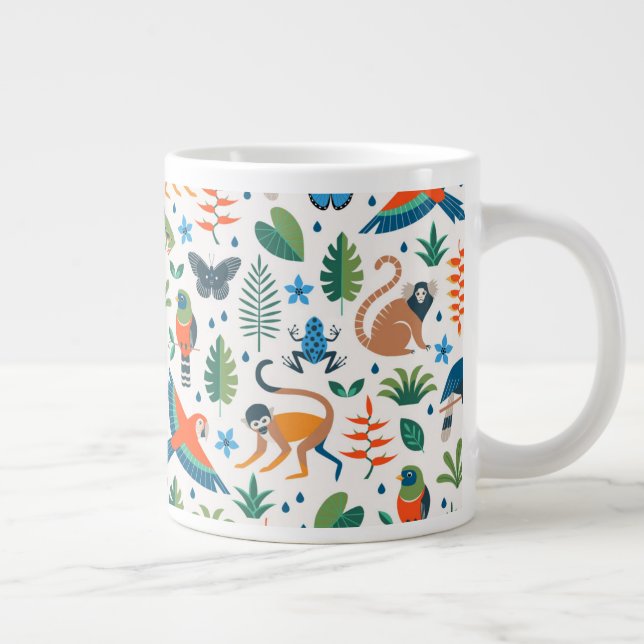 Rainforest Animal Pattern Jumbo-Tasse (Rechts)