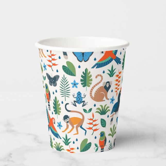 Rainforest Animal Pattern Pappbecher (Vorderseite)