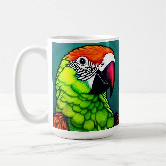 Rainforest Beauty: Exotic Wild Parrot Kaffeetasse (Links)