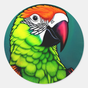 Rainforest Beauty: Exotic Wild Parrot Runder Aufkleber
