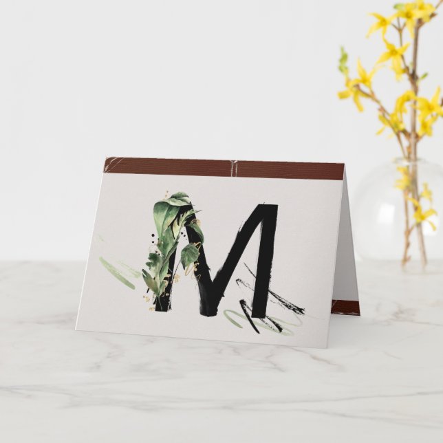 Rainforest Embellished Painted Letter M Monogram Karte (Gelbe Blume)