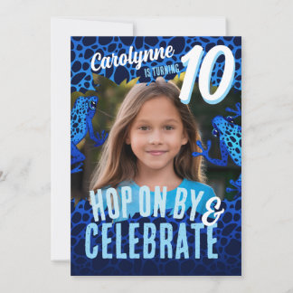 Rainforest Frog 10th Birthday Photo Invitation - B