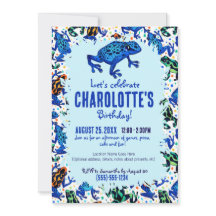 Rainforest Frog Motif Invitation d'anniversaire