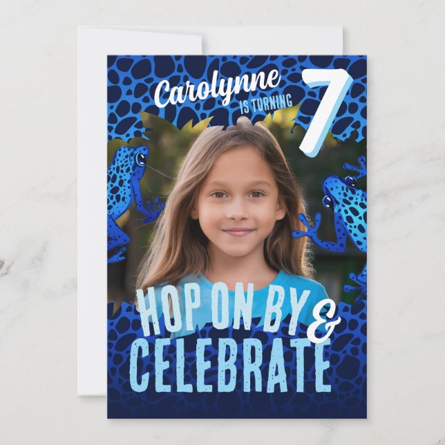 Rainforest Frosch 7. Geburtstag Foto Einladung - B (Vorderseite)