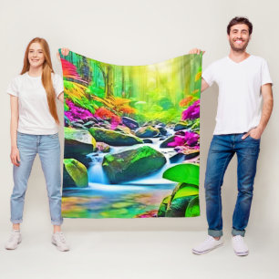 Rainforest River: Vivid Scene Fleecedecke