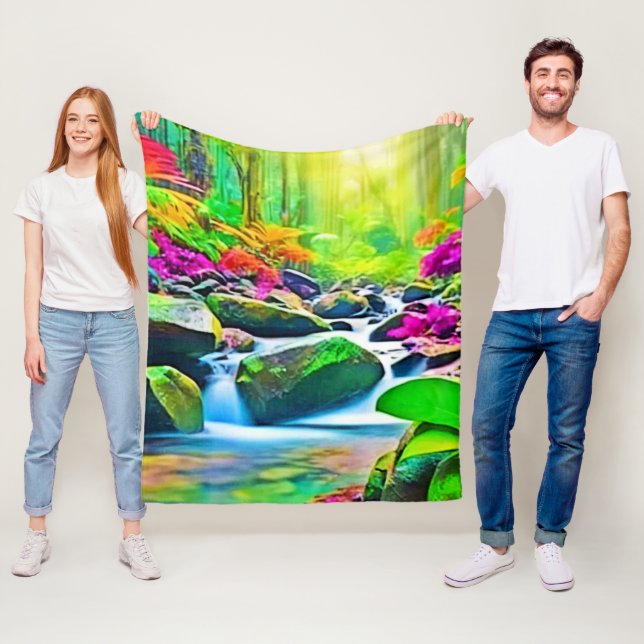 Rainforest River: Vivid Scene Fleecedecke (Beispiel)