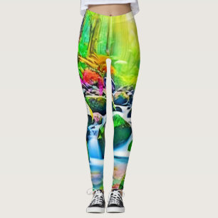 Rainforest River: Vivid Scene Leggings
