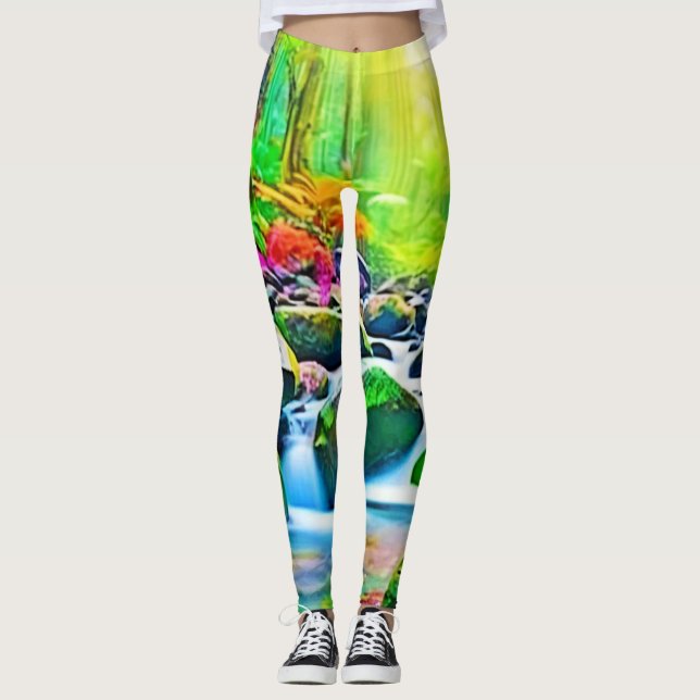 Rainforest River: Vivid Scene Leggings (Vorderseite)