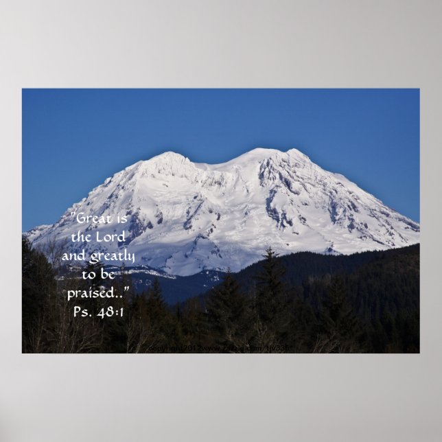 Rainier im Winter Druck mit Schrift Verse Poster (Vorne)