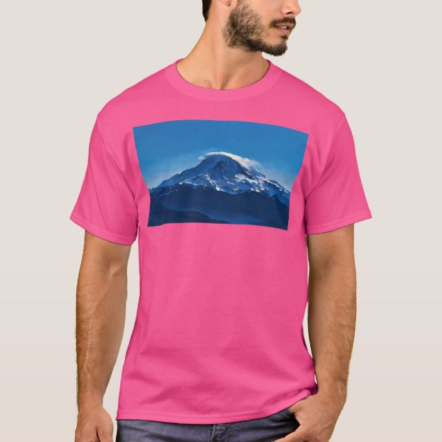 Rainier mit Lenticular Cloud (Ölgemälde) T-Shirt (Vorderseite)
