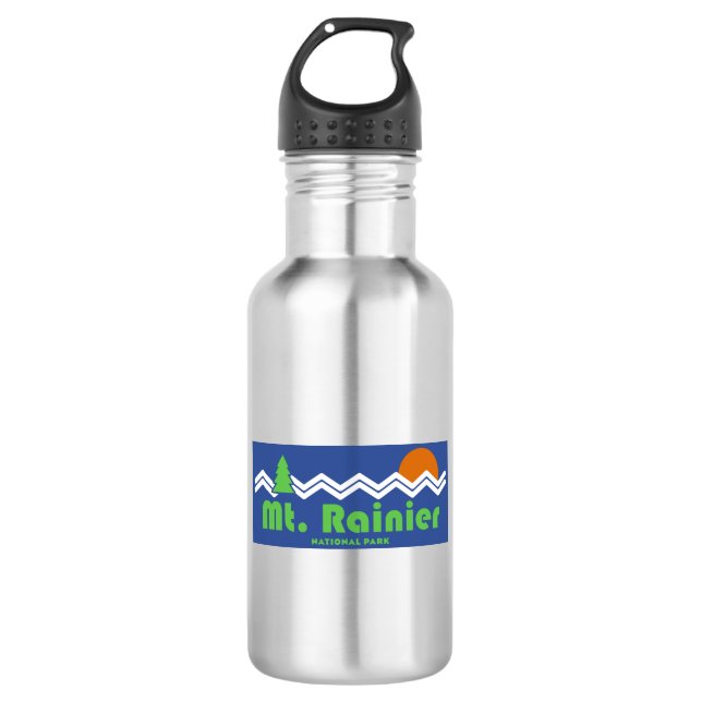 Rainier Nationalpark Retro Edelstahlflasche (Vorderseite)