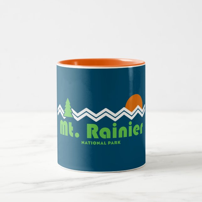 Rainier Nationalpark Retro Zweifarbige Tasse (Mittel)