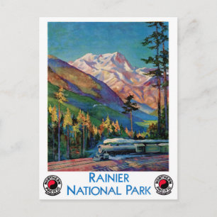 Rainier Nationalpark Vintage Poster Restauriert Postkarte