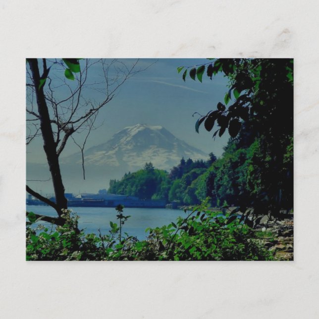 Rainier vom Strand von Owen Postkarte (Vorderseite)