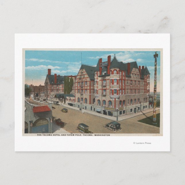 Rainier, WA - Aussicht auf das Tacoma Hotel & Postkarte (Vorderseite)