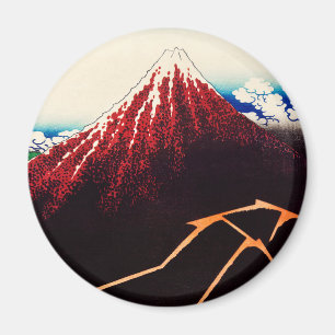 Rainstorm unter dem Gipfel von Katsushika Hokusai Magnet