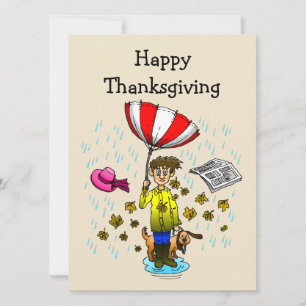 Rainy and Windy Day Happy Thanksgiving Card