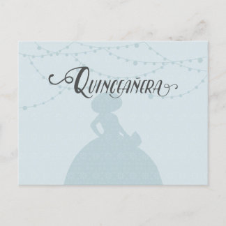 Rainy Blue & Steel Charro Silhouette Quinceanera Einladungspostkarte