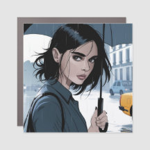 Rainy City Day Carré Car Magnet