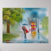RAINY DAKISSING COUPLE TRAM UMBRELLA