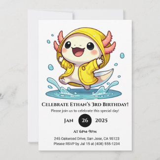 Rainy Day Axolotl Birthday Einladung