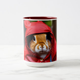 "Rainy Day Bunny Bliss Coffee Tasse" Zweifarbige Tasse