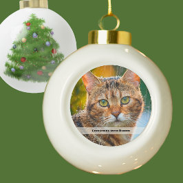 Rainy Day Cat Photo Keramik Kugel-Ornament