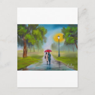 RAINY DAY COUPLE UMBRELLA-MALETTE POSTKARTE