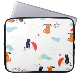 Rainy Day Friends: Cat Dog Vintag Laptopschutzhülle