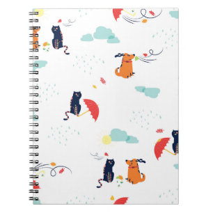 Rainy Day Friends: Cat Dog Vintag Notizblock
