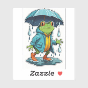 Rainy Day Frosch im Niedlichen Regenmantel Aufkleber
