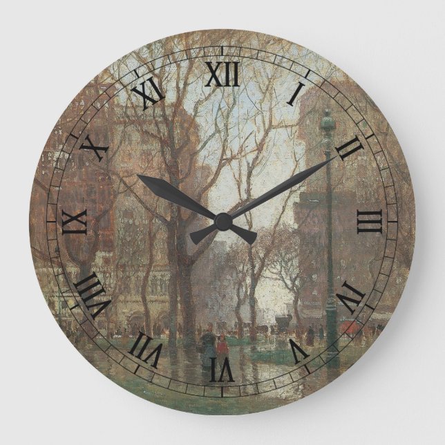 Rainy Day, Madison Square, New York, Paul Cornoyer Große Wanduhr (Vorderseite)