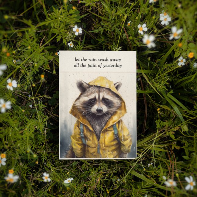 Rainy Day, raccoon-gelber Regenmantel anpassbar Einladung (Von Creator hochgeladen)