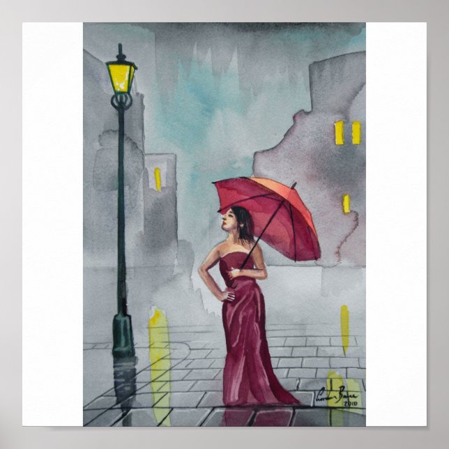 RAINY DAY RED UMBRELLA POSTER (Vorne)