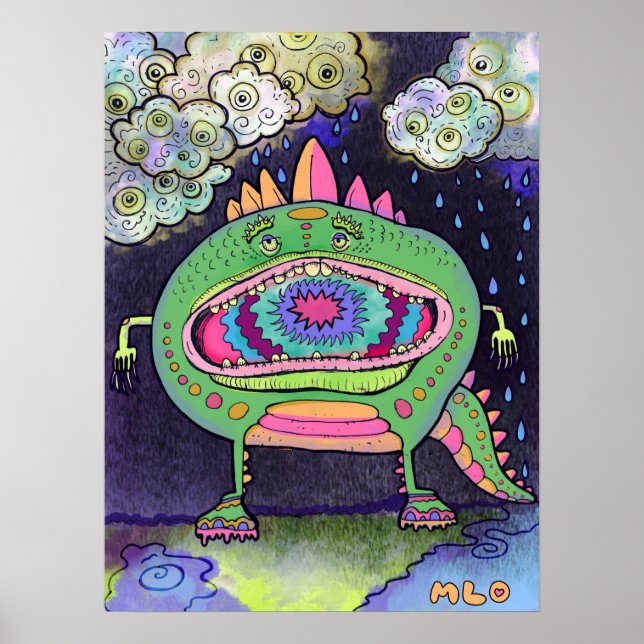 Rainy Day Sneakers Monster Poster (Vorne)