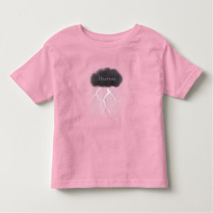Rainy Day Thunder Cloud mit Babyname Pink Kleinkind T-shirt