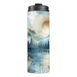 Rainy Day Watercolor Berg Rustikales Boho Thermosbecher