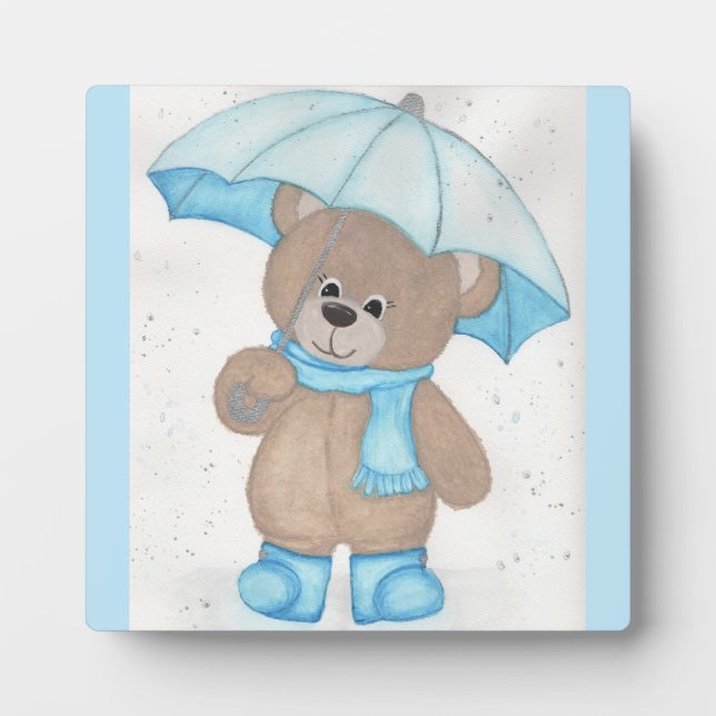 Rainy Daze Teddy Bear Fotoplatte (Vorderseite)