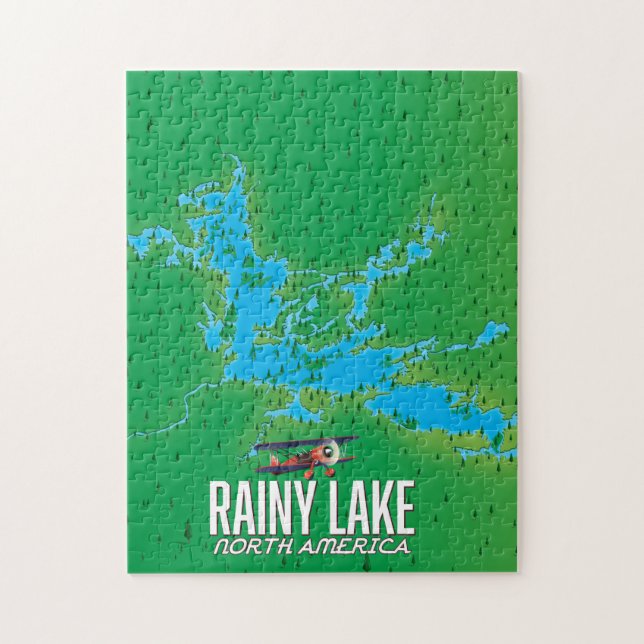 Rainy Lake North American Lake Map (Vertikal)