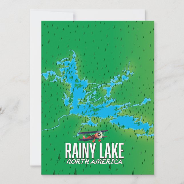 Rainy Lake North American Lake Map (Vorderseite)