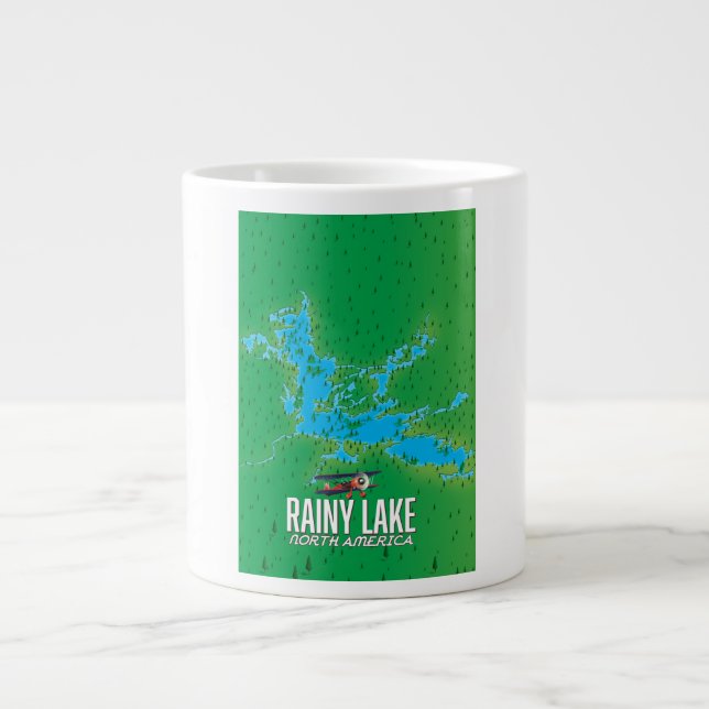 Rainy Lake North American Lake Map Jumbo-Tasse (Vorderseite)