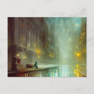 Rainy Night in the City Postcard Postkarte